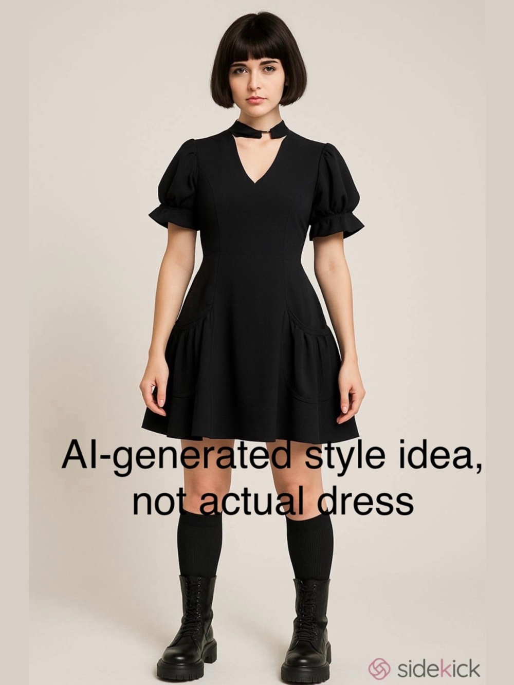 Proenza Schouler Puffed Sleeve V-neck Fit and Flare Black Dress 6 - Picture 14 of 14